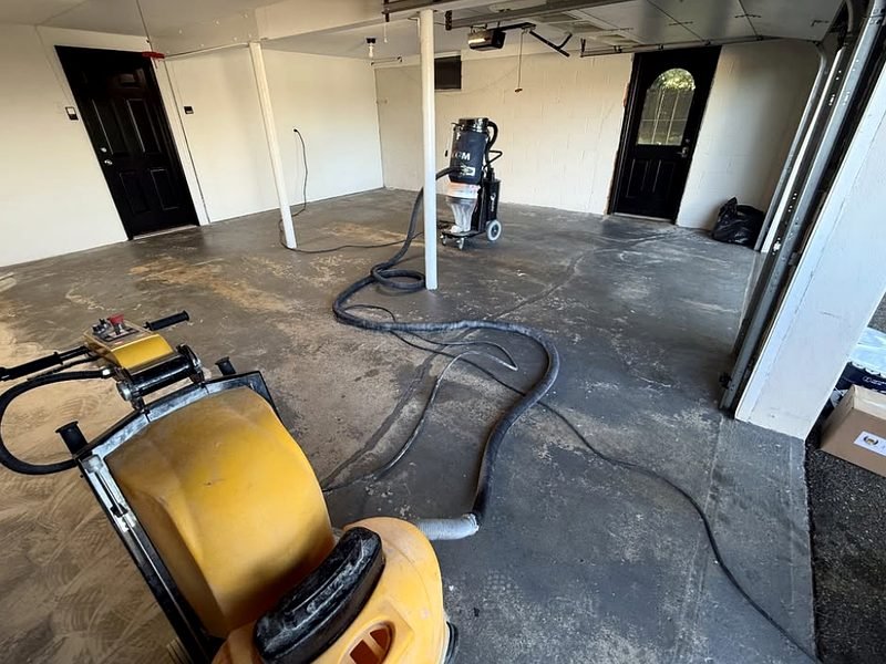 Before garage floor coating project