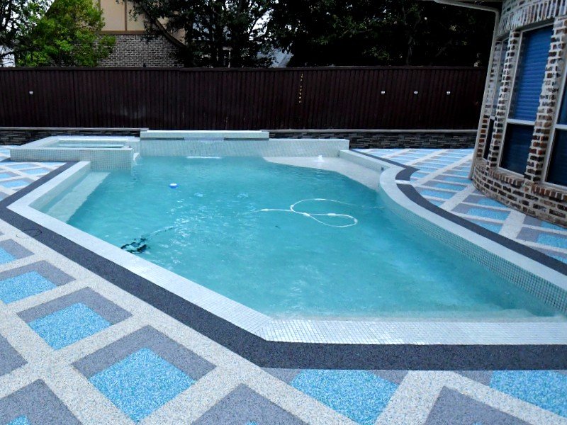 After concrete pool deck coating transformation